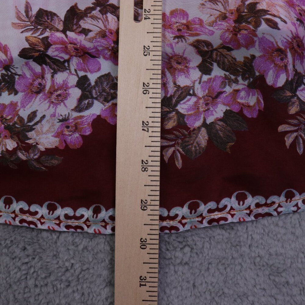 Cyrena Top Womens Small Pink Colorful Plaid Floral Button Long Sleeve Boho - Picture 4 of 8
